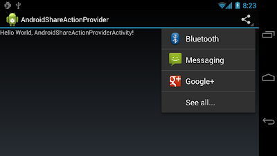 Implement ShareActionProvider for Android 4