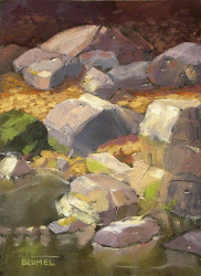 rocks water painting oil half