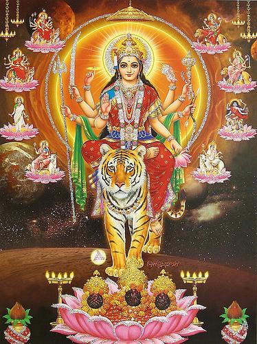 image of god durga. Hindu Goddess Navadurga or the Nine Forms of Goddess Durga or Shakti.