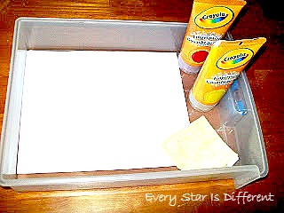 Fire finger painting tray set up.