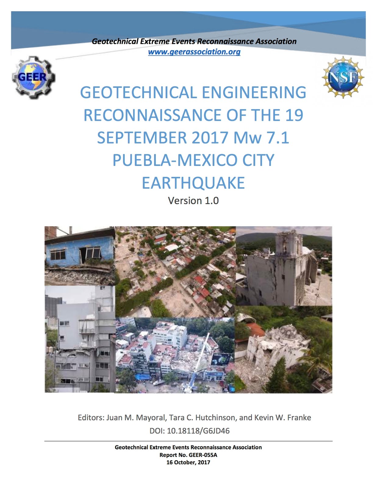 GEOTECHNICAL ENGINEERING RECONNAISSANCE OF THE 19 SEPTEMBER 2017 Mw 7.1 PUEBLA-MEXICO CITY EARTHQUA