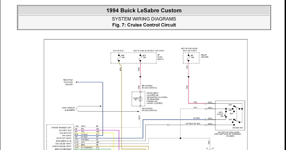 1994 Buick LeSabre Custom System Wiring Diagrams Cruise Control Circuit