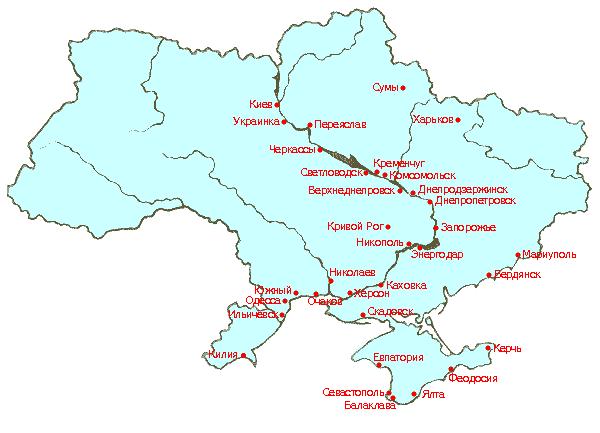 Реки на карте украины