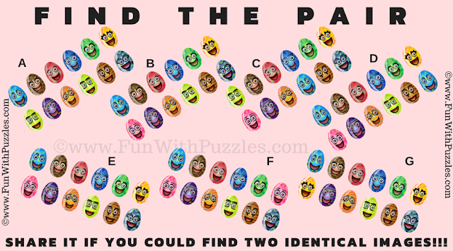 Easter Egg Matching Puzzle: Find the Pair of Identical Eggs
