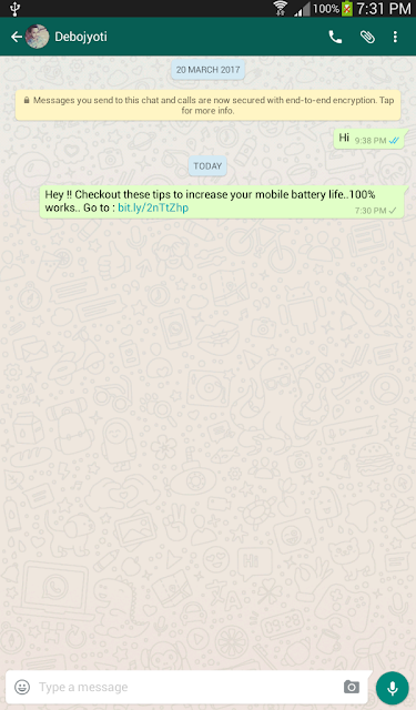how to send shortlinks in whatsapp