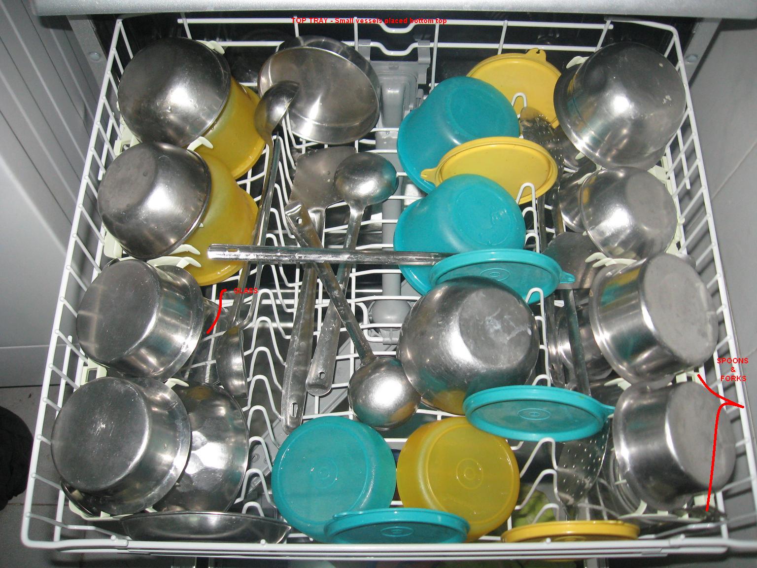 Dishwasher in India Arranging Vessels in a Dish Washer