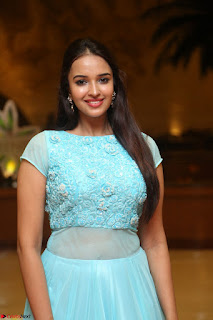 Pujita Ponnada in transparent sky blue dress at Darshakudu pre release ~  Exclusive Celebrities Galleries 004