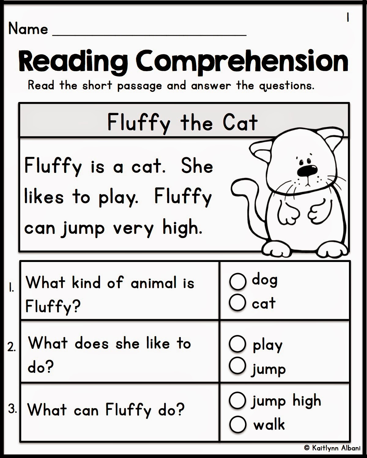1 - Reading Worksheets For Kindergarten