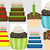 Tartas, Pasteles y Cupcakes del Clipart Fiesta de Cumpleaños. 