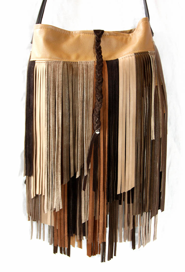 Uptown Redesigns: Multi-Colored Upcycled Leather and Suede Fringe Boho ...