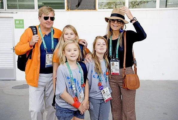 Queen Maxima,  Princess Amalia, Princess Alexia and Princess Ariane at the Olympic Equestrian Centre in Rio de Janeiro