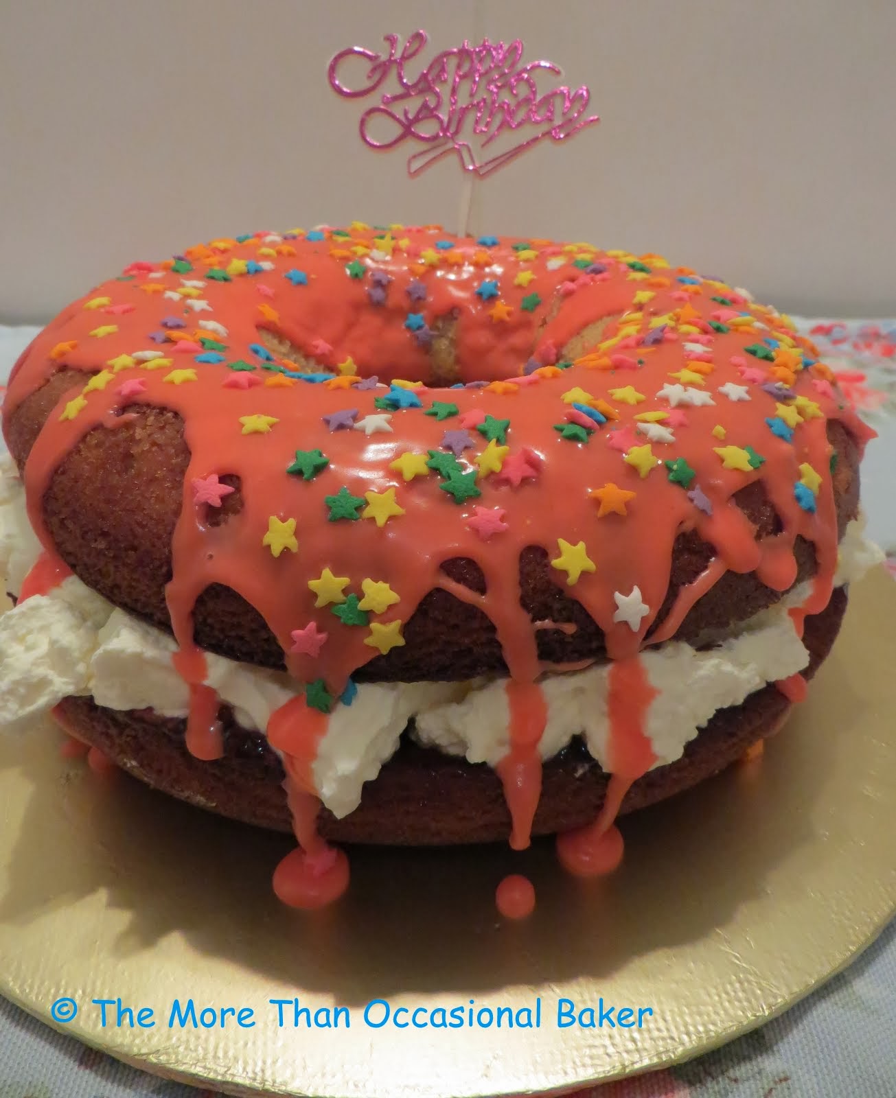 The more than occasional baker: XL Doughnut Birthday Cake