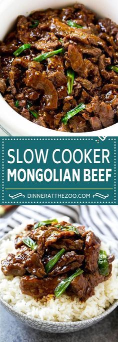 This slow cooker Mongolian beef is flank steak cooked with garlic, ginger, brown sugar and soy sauce. This crock pot recipe tastes just like a meal you would get at a Chinese restaurant!