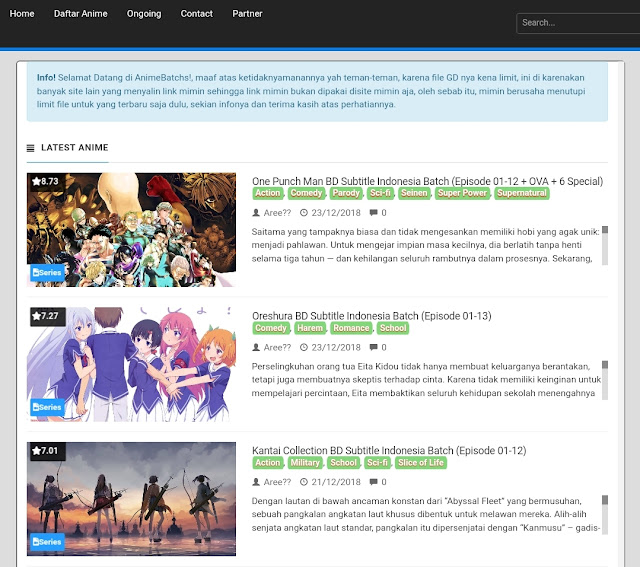 Rekomendasi 3 Situs Terbaik Anime Download Batch BD Terlengkap Sub Indo