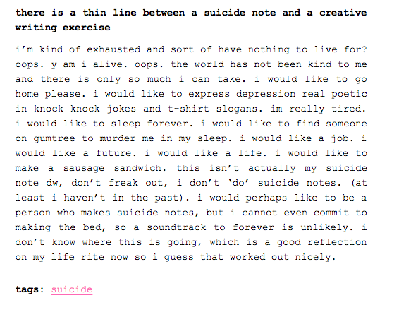 Writing a suicide note