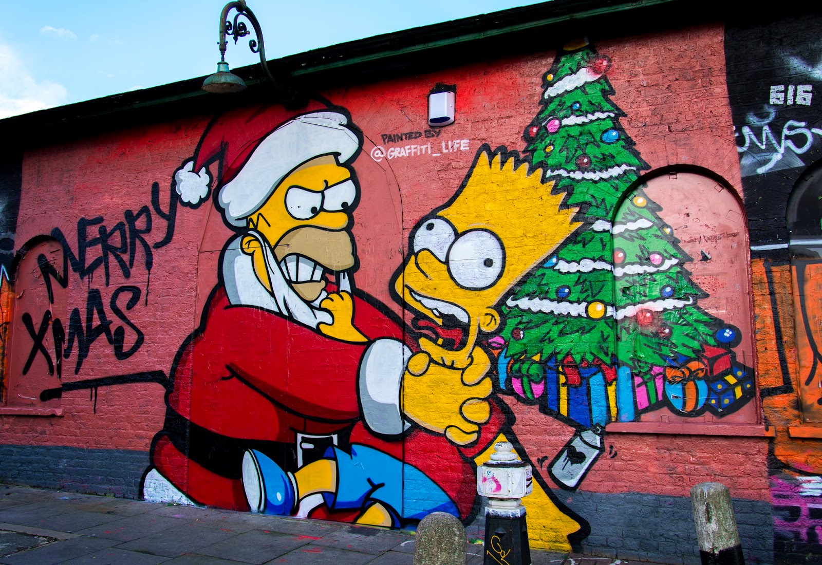 Christmas tree trees pink flocked singapore hydrangea merry Merry Xmas by Homer & Bart Simpson!