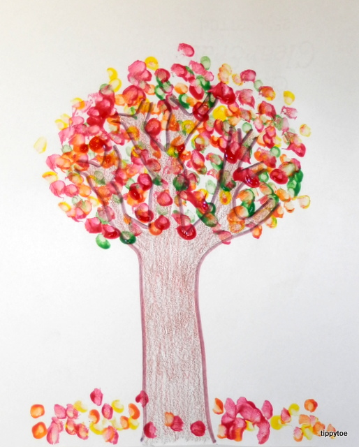 Tippytoe Crafts QTip Painting Fall Tree