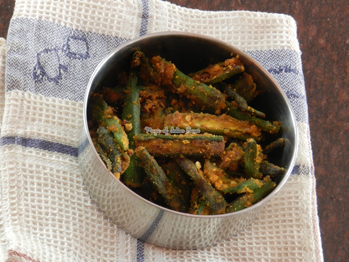 Besanwali Bhindi - Rajasthani Besan Bhindi Sabji Recipe - राजस्थानी बेसनवाली भिंडी की सब्जी  रेसिपी -  Priya R - Magic of Indian Rasoi