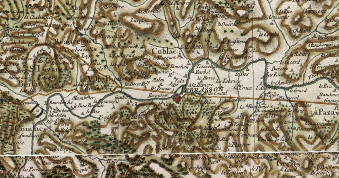 Les Cartes De Cassini Une épopée Cartographique Terrasson d'hier et d'aujourd'hui: La Carte de Cassini XVIIIème siècle