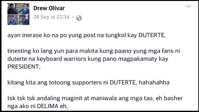 Drew Olivar curses Duterte, gets bashed by netizens