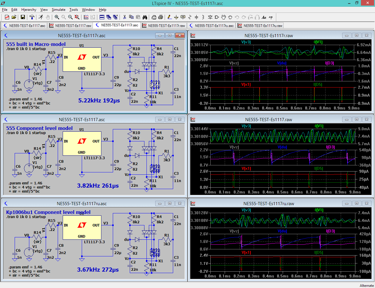 Chips & Tech. some 555 spice models' tests
