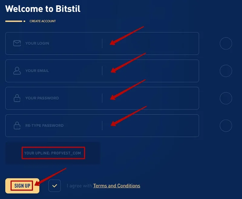 Регистрация в BitStil 2