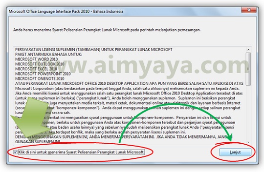  Gambar: Syarat Lisensi Office language interface pack (bahasa Indonesia) 