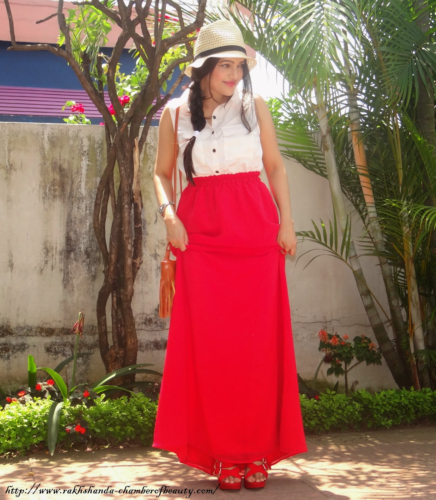 Red and White Maxi dress- OOTD | Chamber of beauty