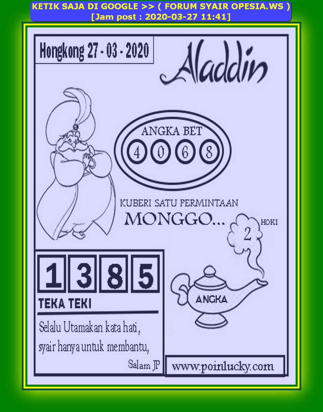 1 New Message Kode Syair Hongkong 27 Maret 2020 Forum Syair Togel Hongkong Singapura Sydney