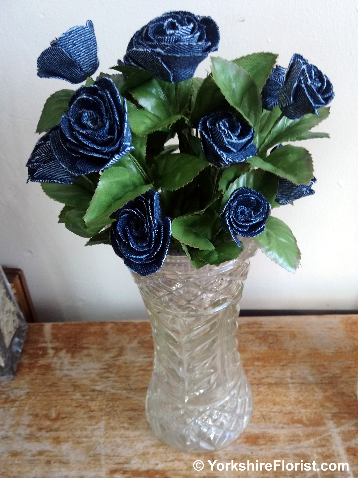 Yorkshire Florist Denim Rose Vases Pair