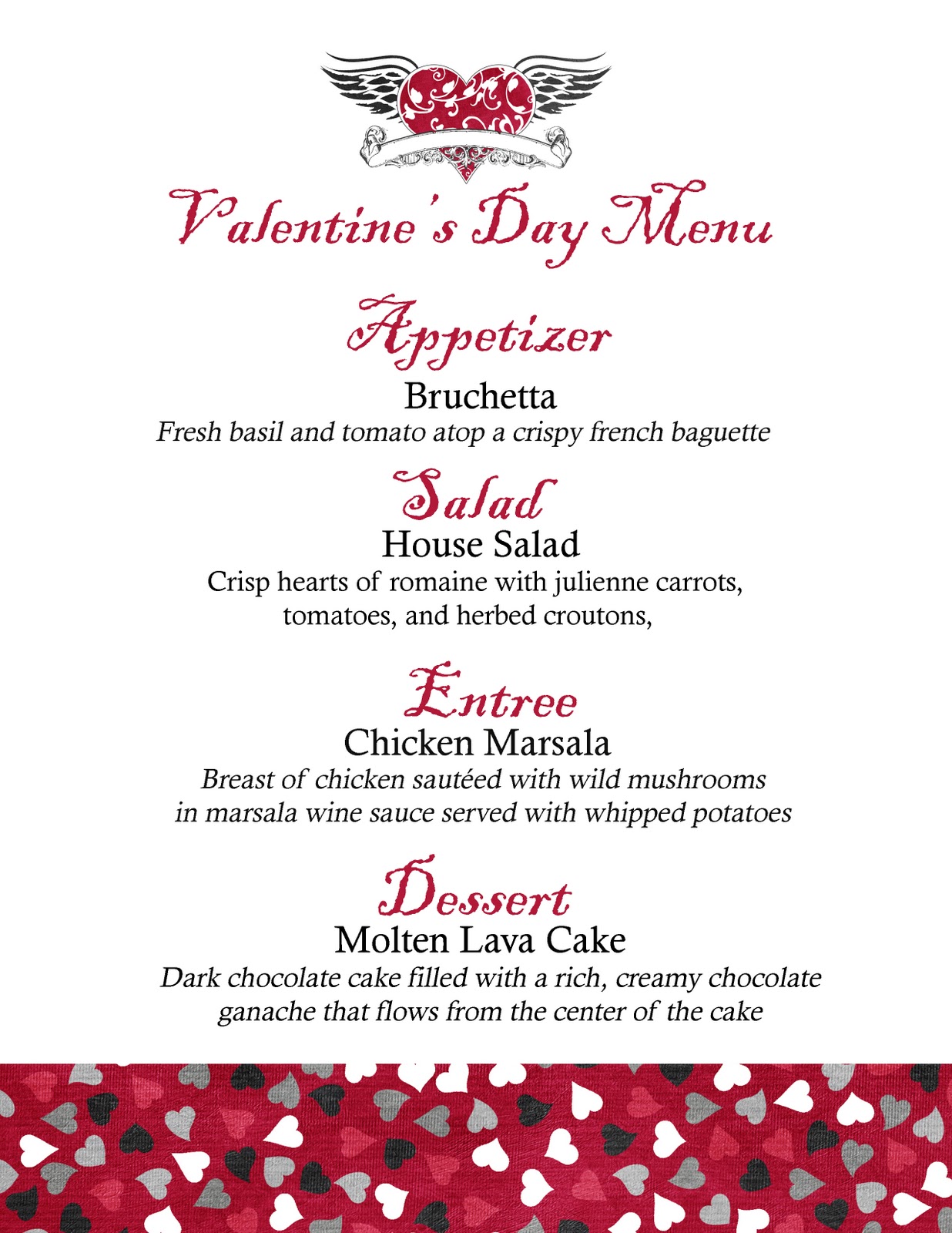 jennifer jensen Valentine's Day Menu