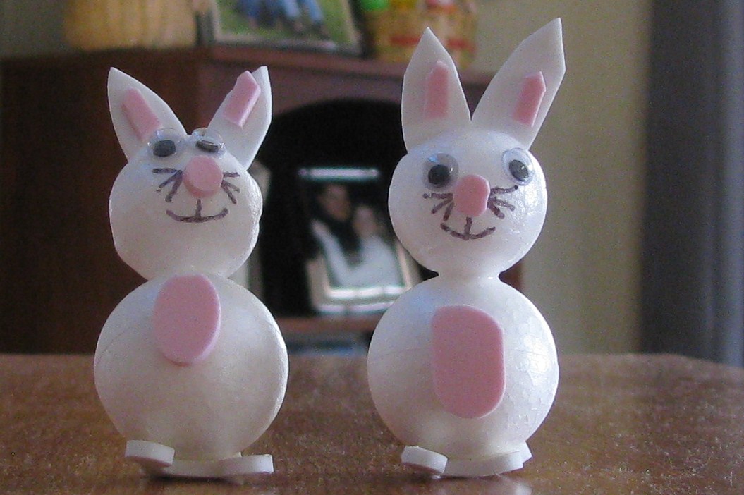 See what we did today Styrofoam ball bunny!