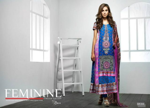 Feminine By Shariq Textiles Lawn Dresses Summer Collection 2013