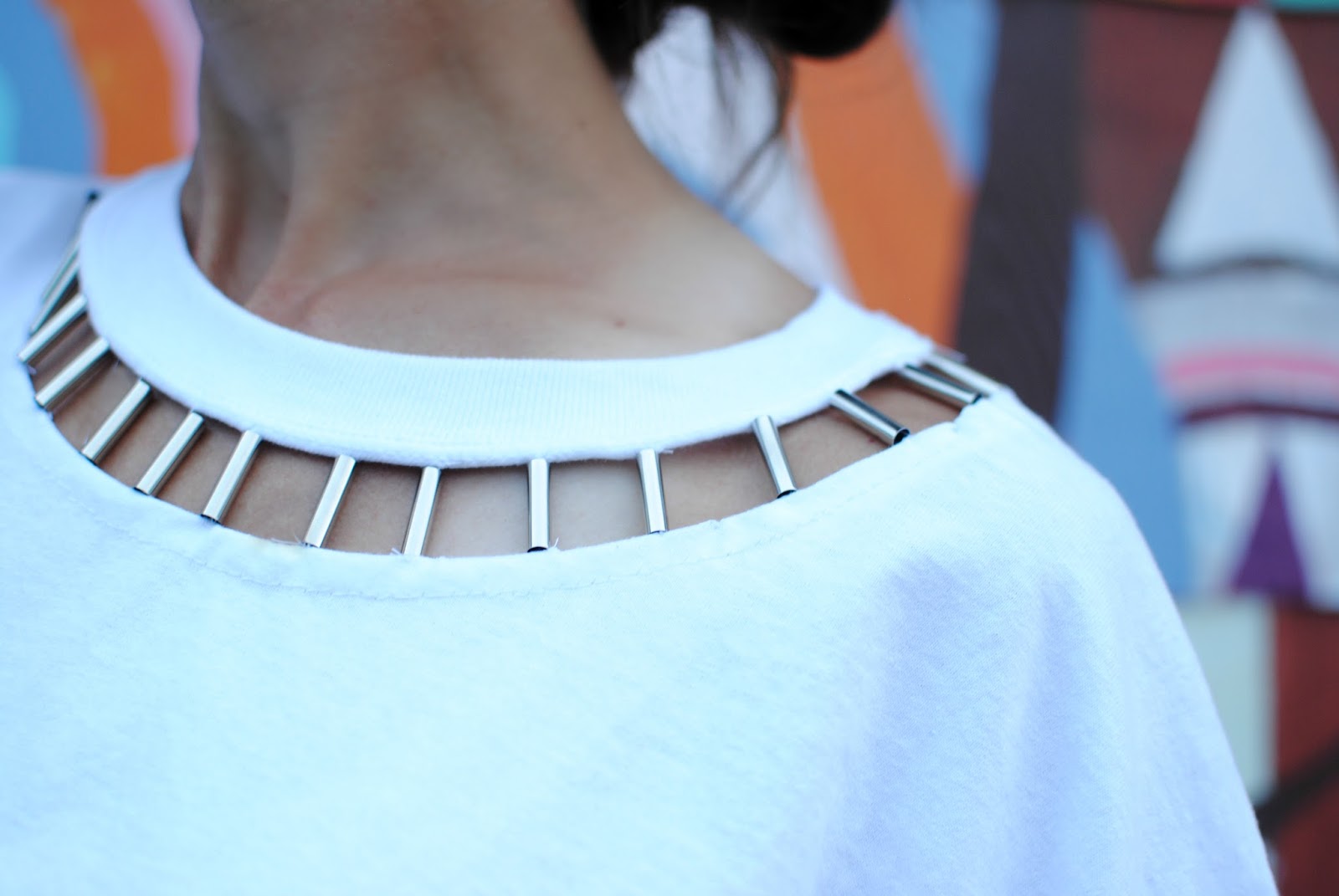 Trash To Couture DIY Beaded Cut Out Tshirt