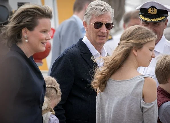 King Philippe, Queen Mathilde, Crown Princess Elisabeth, Princess Eleonore, Prince Emmanuel and Prince Gabriel visited the Mercator sailing ship