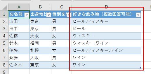 エクセル アンケート 集計