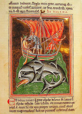 La Baleine. Bestiaire. Ms. Oxford,   Bodleian Library,   Ashmole 1511, folio 86v