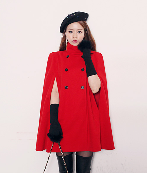 [Dabagirl] Short Red Cape Coat KSTYLICK Latest Korean Fashion KPop Styles Fashion Blog