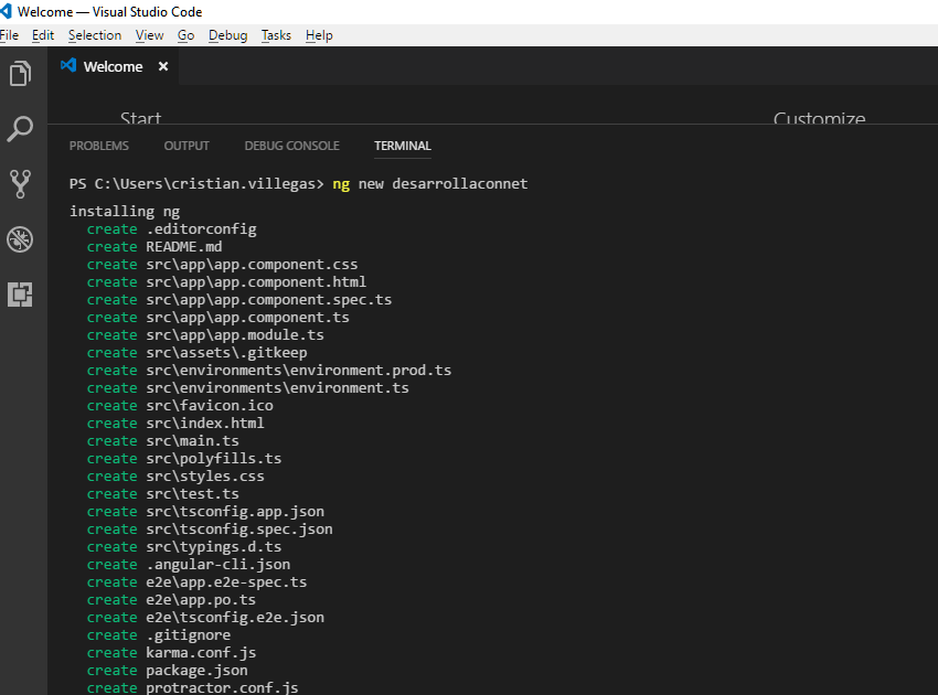 Crear proyecto Angular