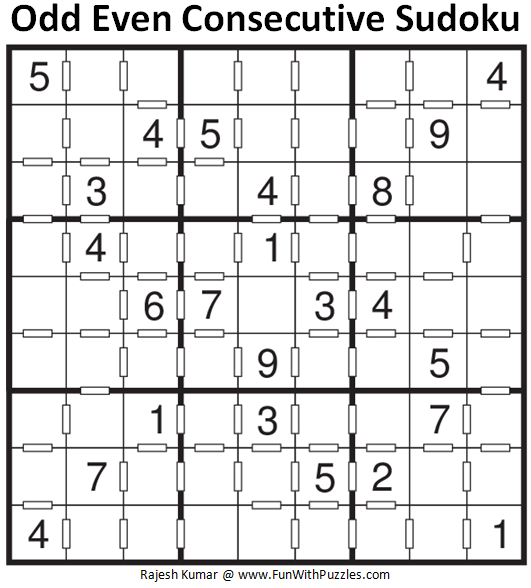 Odd Even Consecutive Sudoku (Fun With Sudoku #126)