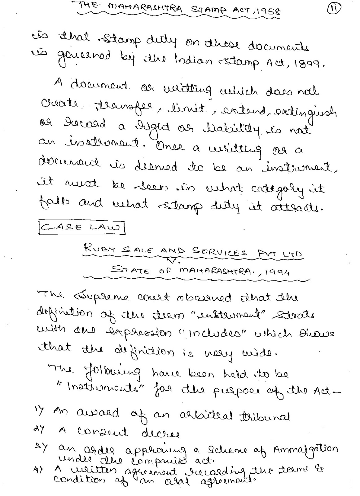 BLS LLB land law sem 8 (the maharashtra stamp act, 1958)