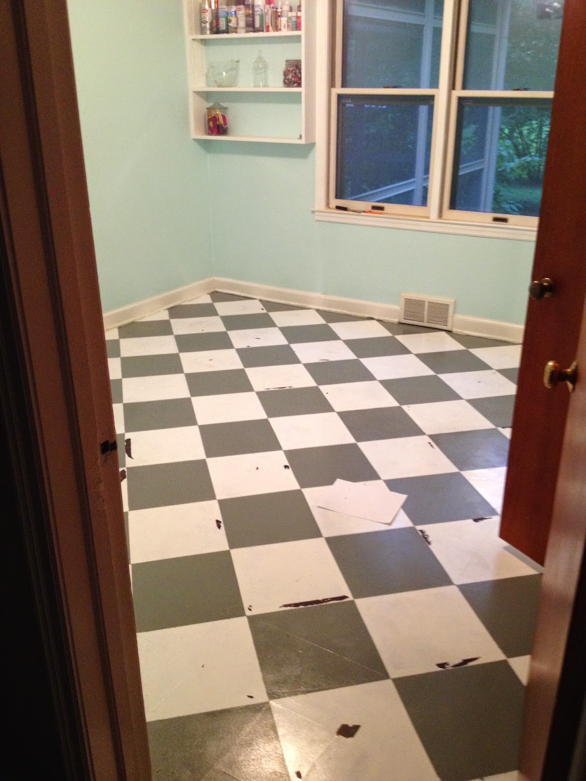Mess of the Day Checkerboard Painted Floor (with strongly discouraged tutorial)