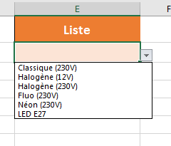 Liste déroulante Excel