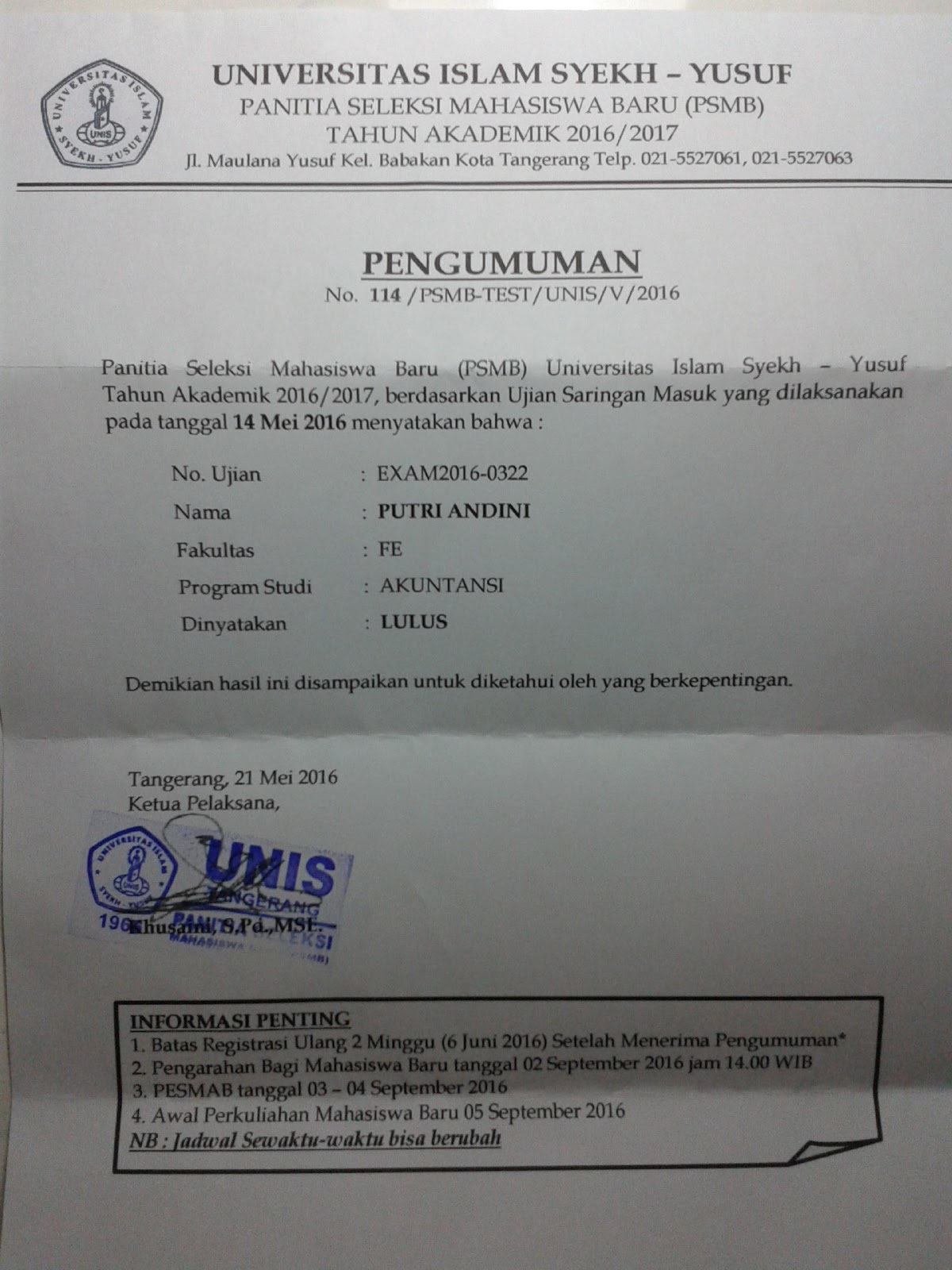 Putri Andini Story Mei 2016