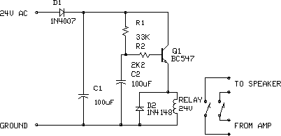 Amplifier Output Delay with Relay - Electronic Circuit