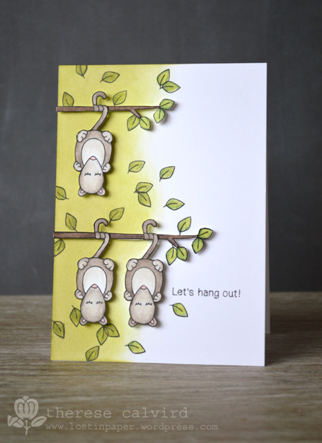 Hanging around possum card by Therese Calvrid | Hanging Around stamp set by Newton's Nook Designs #newtonsnook #possum