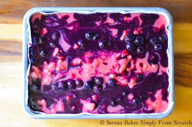 Red White and Blue Patriotic Poke Cake Strawberry Blueberry Filling 