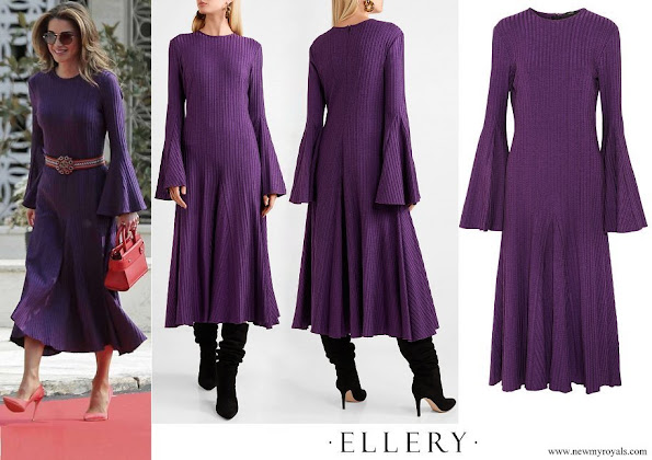 Queen Rania wore Ellery Conrad ribbed stretch-knit midi dress