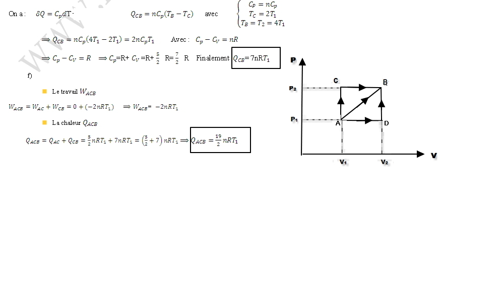 Exercice thermodynamique s1 (تمرين جد مهم) diagramme de