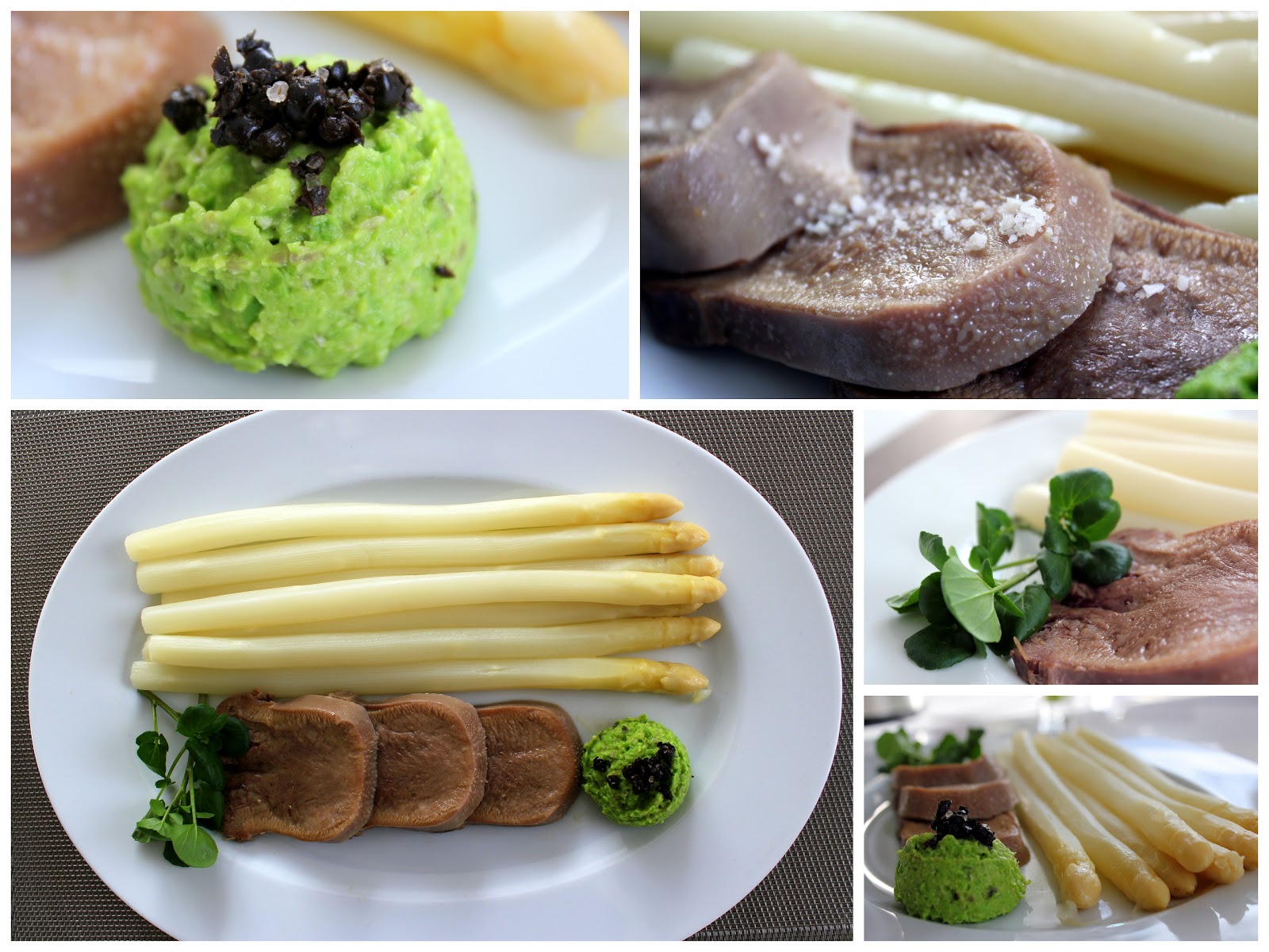 Kalbszunge mit Sel de Guérande, Spargel, lauwarmes Erbsenpesto mit fermentiertem schwarzen Pfeffer, Brunnenkresse | Arthurs Tochter Kocht by Astrid Paul Kalbszunge mit Sel de Guérande, Spargel, lauwarmes Erbsenpesto mit fermentiertem schwarzen Pfeffer, Brunnenkresse | Arthurs Tochter Kocht by Astrid Paul
